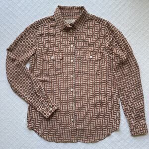 Ann Taylor Loft Long Sleeve Collar‎ Button Up Blouse Geometric Floral Size XXS